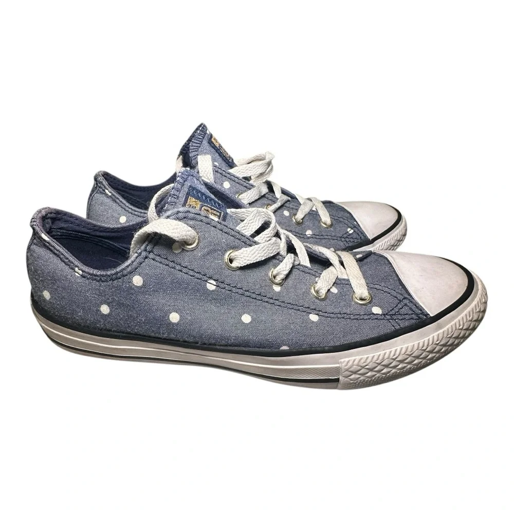 Converse Chuck Taylor All Star Denim Polka Dot Sneakers Women's 4 Youth 3.5 Blue